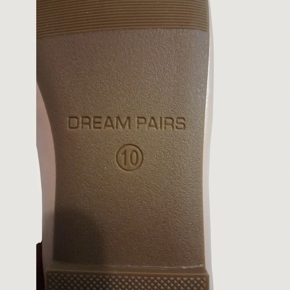Dream Pairs Women's Beige Faux Leather Ballet Flats Bow Square Toe Size 10